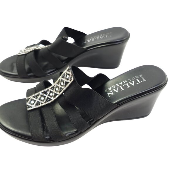 Italian Shoemakers Women's Black Elastic Sandals - Picture 6 of 10
